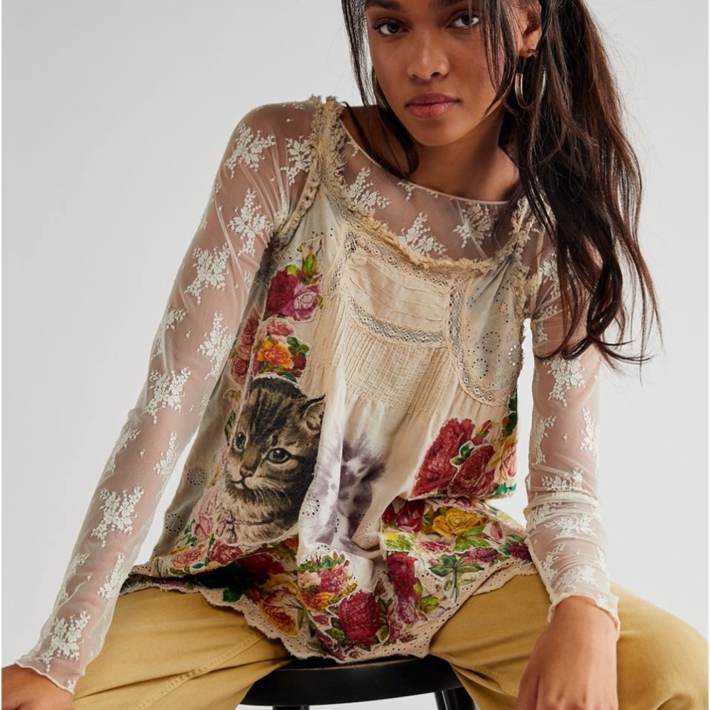 Magnolia Pearl/Free People Clementine/Moon Appliqué Tank - OS - NWT